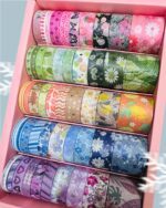 Pastel Floral Washi Tape – 50 RollsDecorative Washi TapeCRAFTY CUDDLESet of colorful washi tape rolls in a pink boxwashitape washitapelove washitapecollection papercrafts diycrafts journaling bulletjournal plannerdecor creativejournaling stationerylovers aestheticstationery