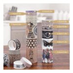 Vintage Washi Tape Set – 18 RollsDecorative Washi TapeCRAFTY CUDDLEDecorative tape rolls with measurement labels on a wooden surface6D Return Box