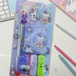 Unicorn Stationery Gift SetStationery SetsCRAFTY CUDDLEUnicorn - themed stationery set in packaging on a desk with pencils.PurpleBackToSchoolCuteStationery