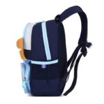 Dinosaur Cartoon School BackpackKids BagsCRAFTY CUDDLENavy blue backpack with colorful accents on a white background