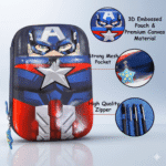 Captain Power EVA Pencil Pouch CaseCaptain EVA Pencil PouchCRAFTY CUDDLEPencil case with superhero design on a light gray backgroundA Big EVA Pouchboys stationery caseCaptain Power pouch