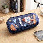 3D Cartoon Double Layer Pencil PouchPencil PouchCrafty CuddlePencil case with space - themed design on a wooden deskBlue (Rocket)pencilpouch 3dpencilcase kidsstationery doublelayerpencilcase cartoonpencilpouch schoolstationery stationeryforkids cutestationery backtoschool studentstationery