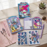 Cute Mini Diary with Sticker BookDiaryCrafty CuddleNotebooks with cartoon character designs on a wooden surface with a plant and pen.StitchMiniDiary CuteStationery KidsNotebook StickerBook KawaiiStationery KidsStationery CartoonNotebook StationeryAddict CuteNotebooks StationeryLovers