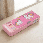 Kids Dual Sided Magnetic Pencil BoxPencil BoxCrafty CuddlePink pencil case with unicorn design on a wooden surfacepinkPencilBox KidsStationery MagneticPencilCase DualSidedPencilBox UnicornStationery SpaceTheme SchoolEssentials StationeryLovers KidsSchoolSupplies CuteStationery