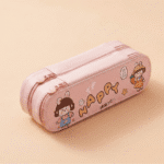 Double Layer Cartoon Pencil PouchPencil PouchCrafty CuddlePink pencil case with cartoon characters and 'HAPPY' text on a beige backgroundPinkpencilpouch cutestationery kidsstationery cartoonpencilcase doublelayerpencilcase schoolstationery stationeryforkids cuteaccessories backtoschool kawaiistationery