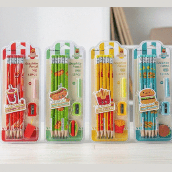 Four packages of graphitt pencils with colorful packaging and cartoon character designs.