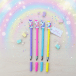 Unicorn Infinity PencilPencilCrafty CuddleSet of colorful unicorn pencils with matching caps on a rainbow background1
