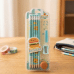 Little Tree Food Theme Pencil SetWriting PencilsCrafty CuddlePack of pencils with a cute design on a wooden surfaceBlueLittleTree KidsStationery PencilSet SchoolStationery GraphitePencils CuteStationery KidsPencilSet BackEraserPencil ReturnGiftIdeas SchoolSupplies