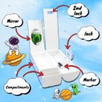 Astronaut Passcode Pencil BoxSpace pencil boxCRAFTY CUDDLEWhite box with compartments labeled on a blue backgroundAstronautKidsAstronautLife