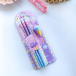 Little Tree HB Pencil SetWriting PencilsCrafty CuddleSet of colorful pencils in a transparent case on a light blue backgroundPurple Icecream