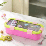 Leakproof Bento Box with Spoon ForkStainless Steel Lunch BoxCrafty CuddlePink and green lunch box with unicorn design on a white surfaceUnicorn