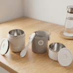 2 Layer Insulated Lunch Box with HandleStainless Steel Lunch BoxCrafty CuddleSet of food storage containers with lids on a wooden surfaceGreenLunchBox TiffinBox InsulatedLunchBox LeakproofLunchBox OfficeEssentials KidsLunchBox MealPrepIndia FoodStorage LunchOnTheGo KitchenEssentials