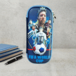 Football Theme EVA Pencil PouchPencil PouchCrafty CuddlePencil case with soccer player design and 'FIFA World Cup' text on a gray backgroundDark BlueFootballPencilBox SportsStationery KidsStationery PencilCase SchoolSupplies BoysStationery EVAPencilBox FootballTheme BackToSchool StationeryLoverStationeryAddict