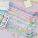 Unicorn washi tape set with 20 decorative pastel tape rolls for crafts and journaling